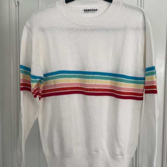 Cutest Long Sleeved Rainbow Striped Sweater - Picture 4 of 9